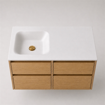 Corian kylpyhuonetaso 102 cm sis. Type 7 allas, vasen, Glacier White
