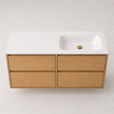Corian kylpyhuonetaso 122 cm sis. Lux allas, oikea, Glacier White