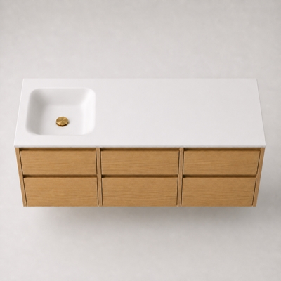 Corian kylpyhuonetaso 152 cm sis. Type 7 allas, vasen, Glacier White
