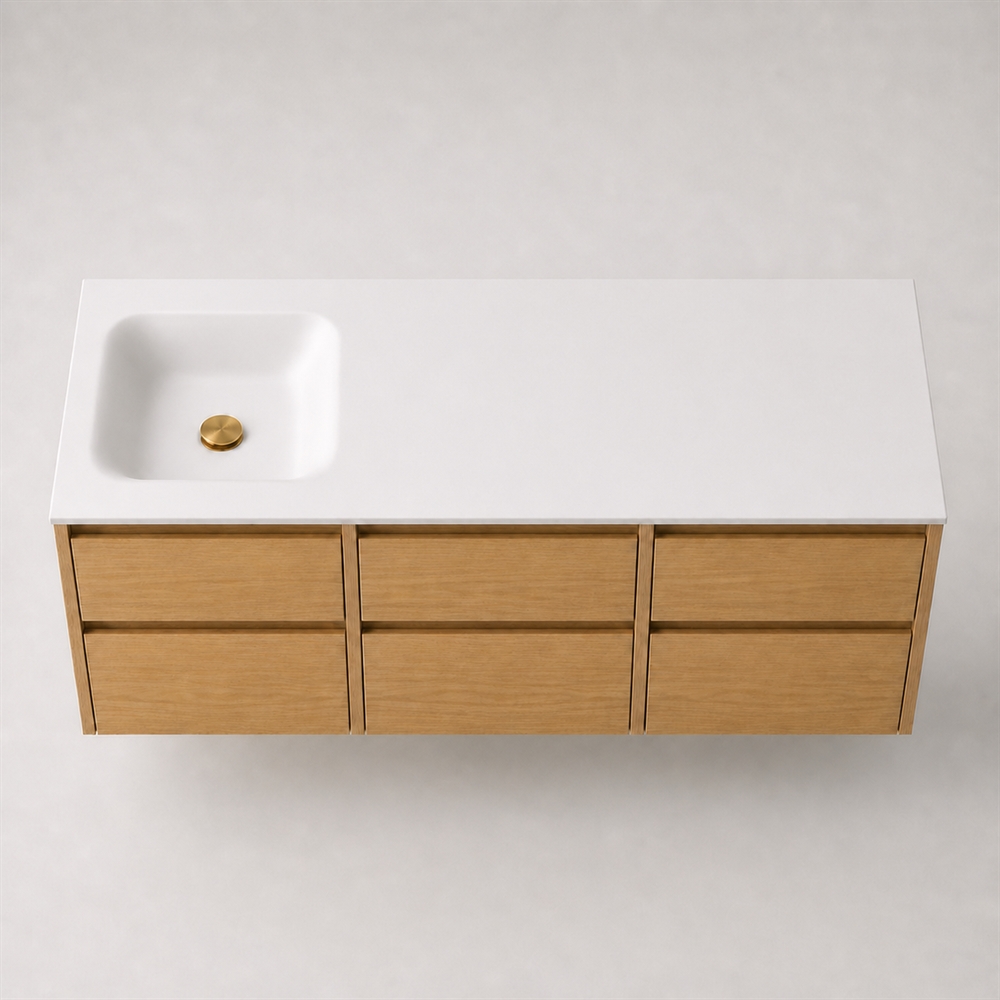 Corian kylpyhuonetaso 152 cm sis. Type 7 allas, vasen, Glacier White