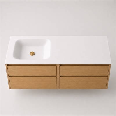 Corian kylpyhuonetaso 162 cm sis. Lux allas, vasen, Glacier White