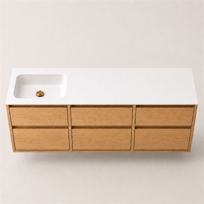 Corian kylpyhuonetaso 182 cm sis. Lux allas, vasen, Glacier White